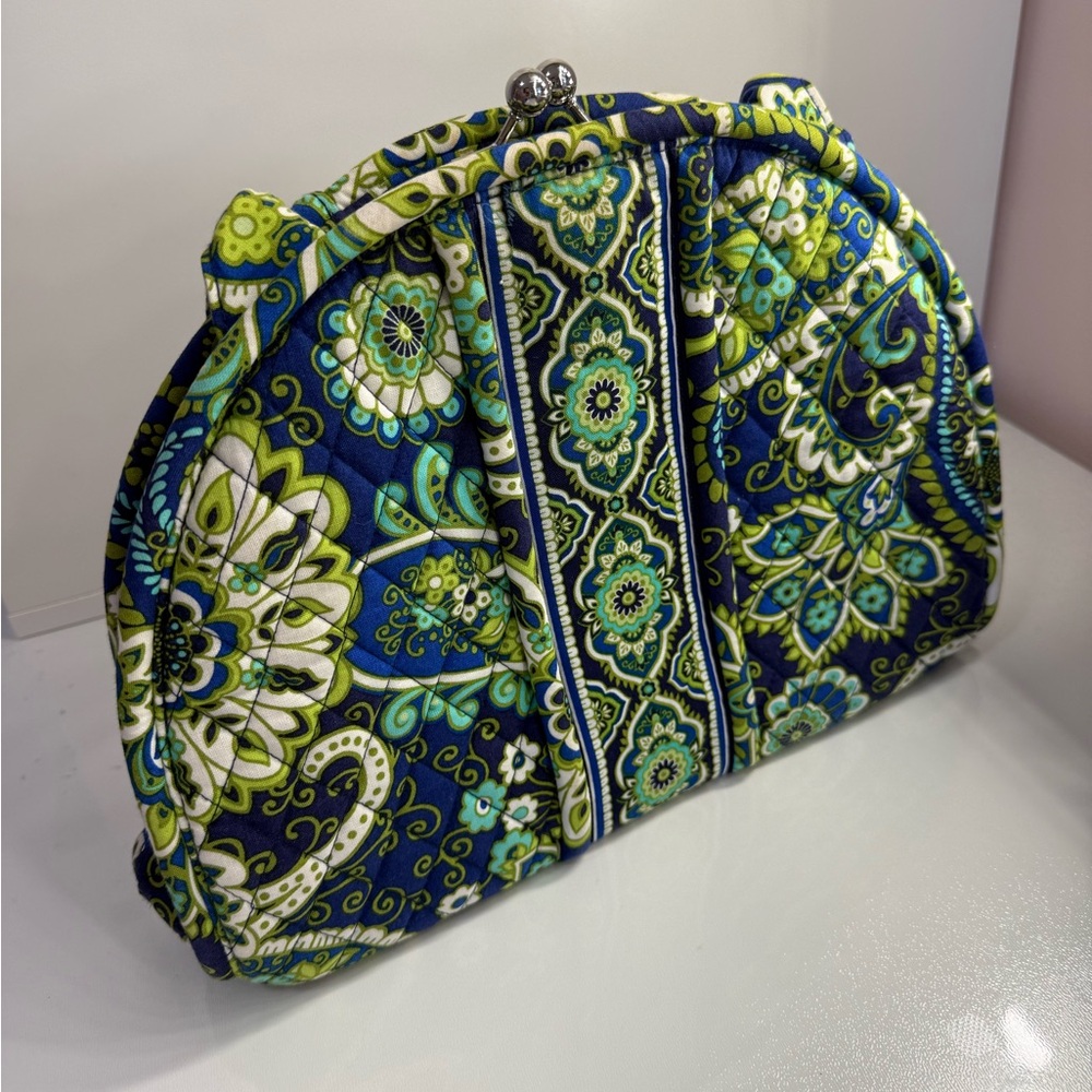 Vera Bradley Blue and Green Floral Cosmetic Bag